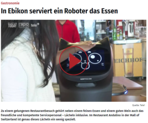 Radio Pilatus und Tele 1 Beitrag Serviceroboter in der Gastronomie BellaBot im Restaurant Andulino