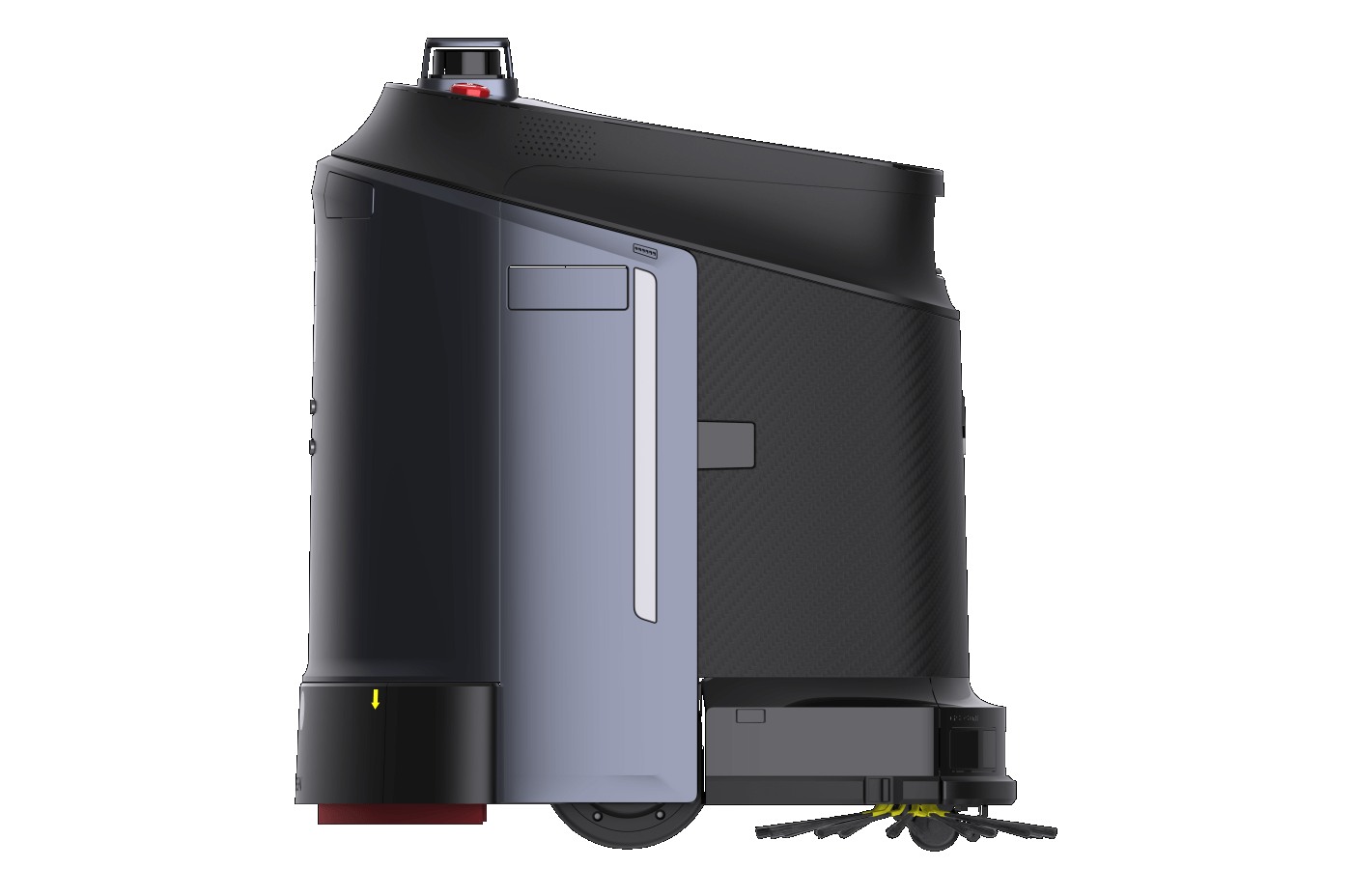 Phantas Reinigungsroboter Seitenansicht 3D rundum Design Griffe auf Seite Lidar oben 360°