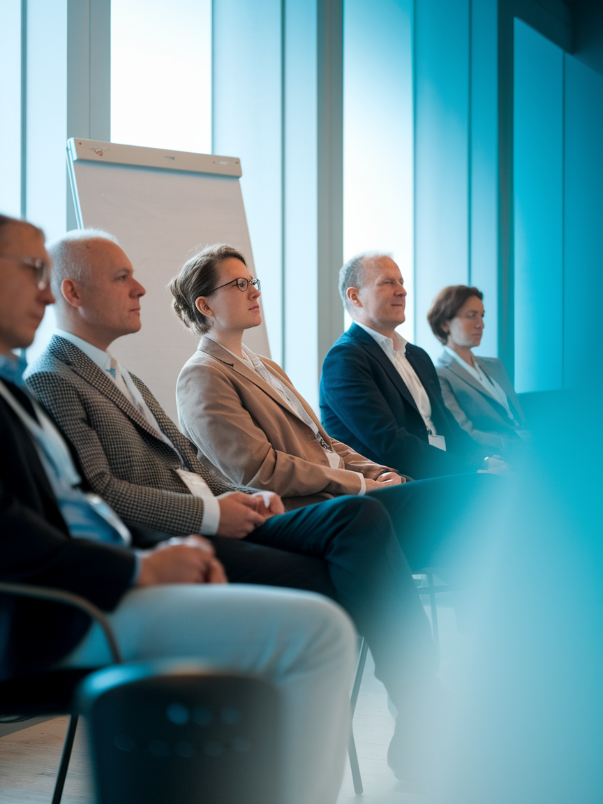 Jury bei einem Vortrag